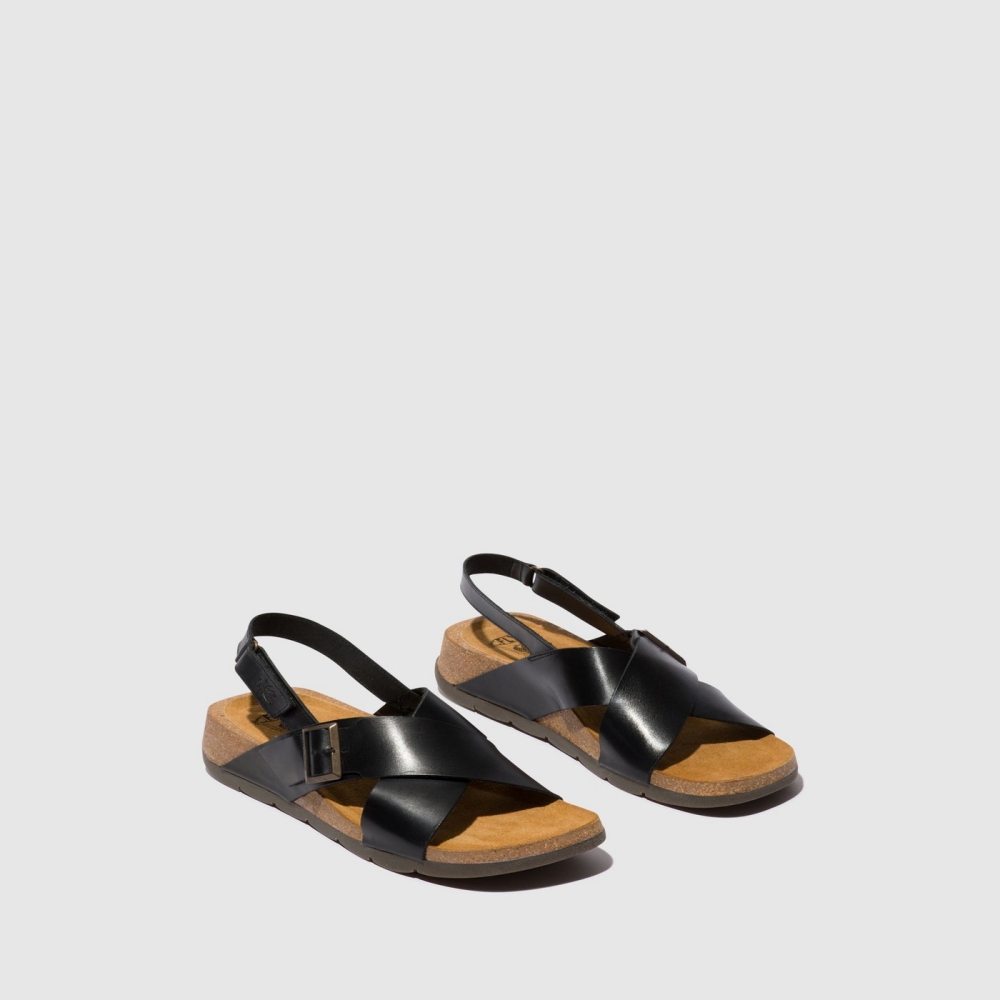 Black Fly London Crossover Women's Sandals | USA84JAYE