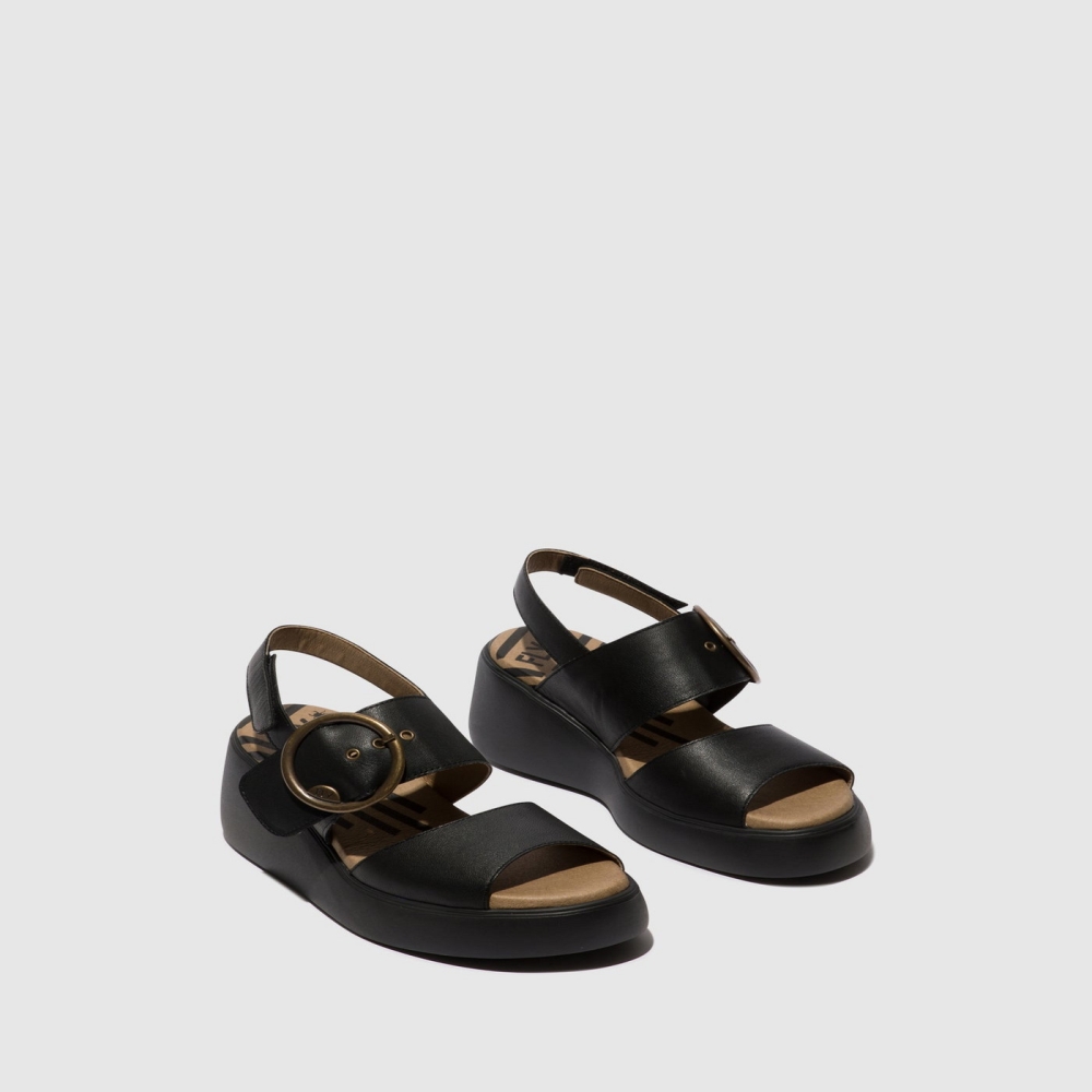 Black Fly London Sling-Back Women's Sandals | USA30EPKI