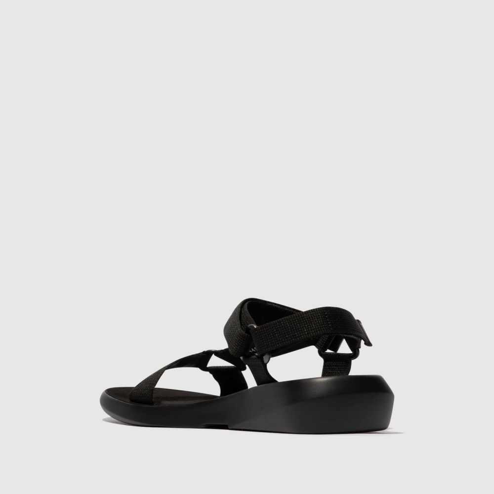 Black Fly London T-Strap Women's Sandals | USA01LINW