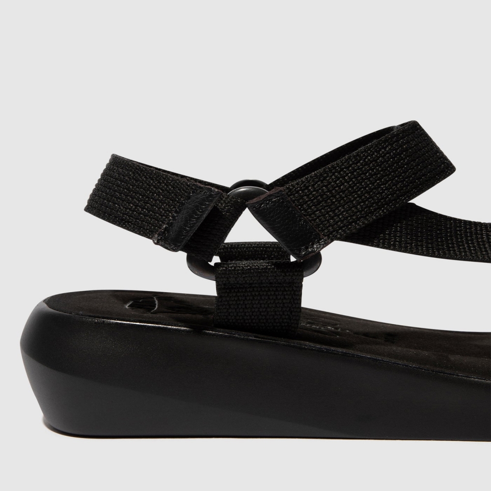 Black Fly London T-Strap Women's Sandals | USA01LINW