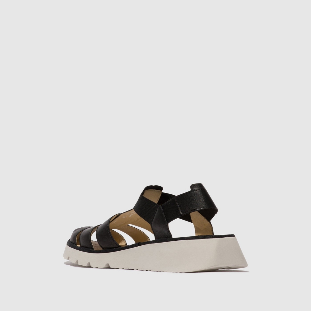 Black Fly London T-Strap Women's Sandals | USA35JVQZ