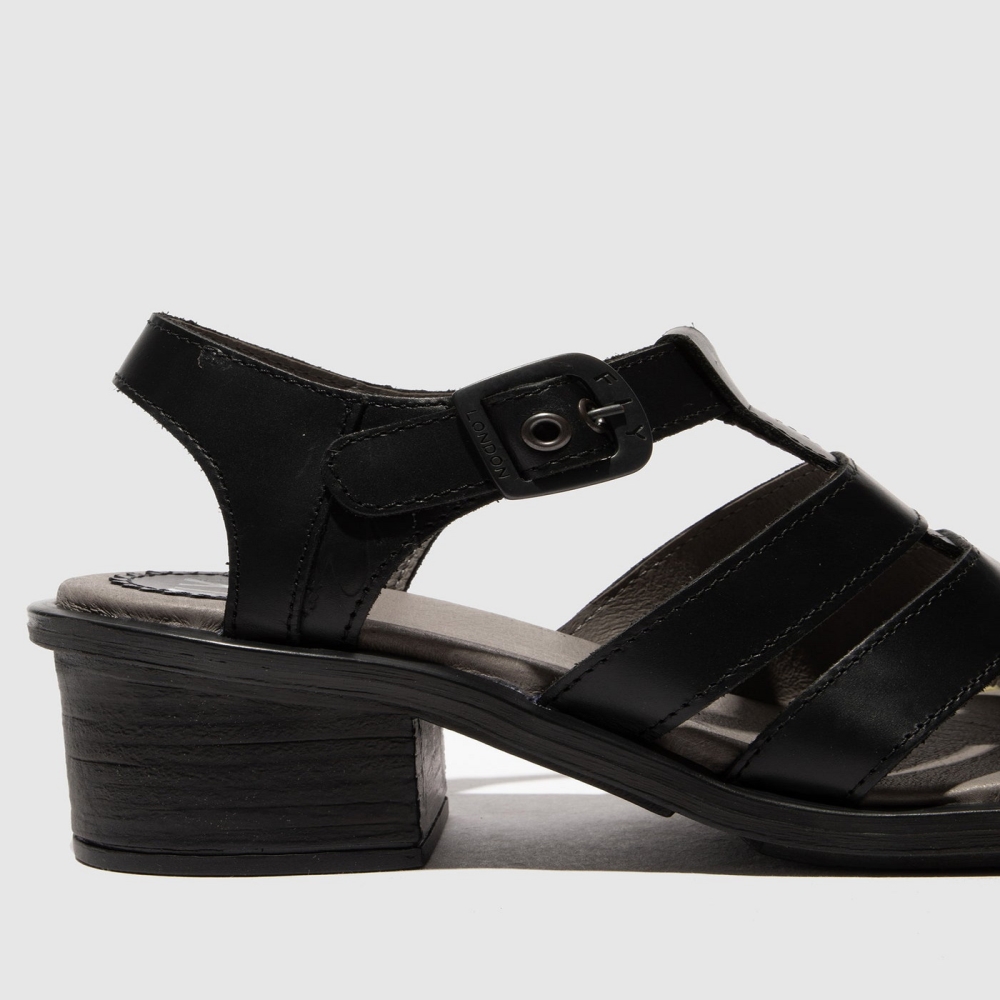 Black Fly London T-Strap Women's Sandals | USA98GQDL