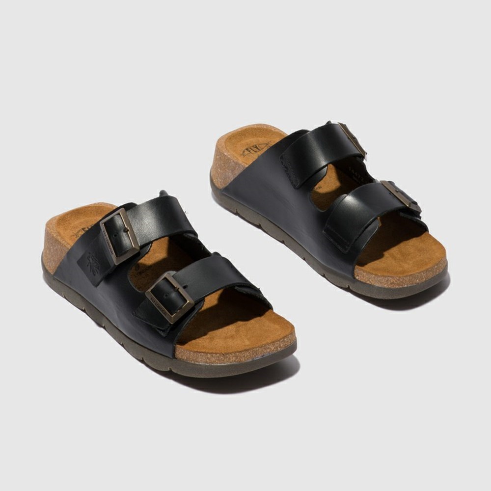 Black Fly London Upper Leather Women's Sandals | USA26GDHL