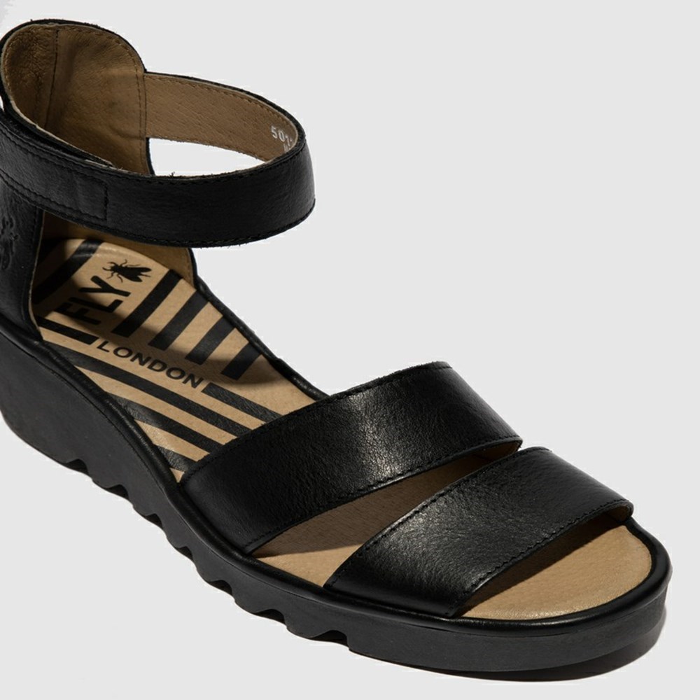 Black Fly London Upper Leather Women's Sandals | USA57EDJM