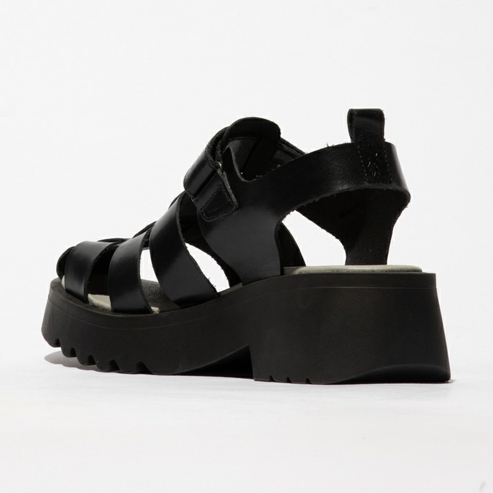 Black Fly London Upper Leather Women's Sandals | USA74HEVQ