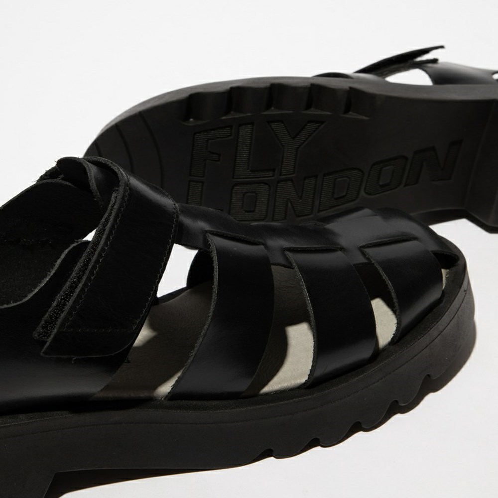 Black Fly London Upper Leather Women's Sandals | USA74HEVQ