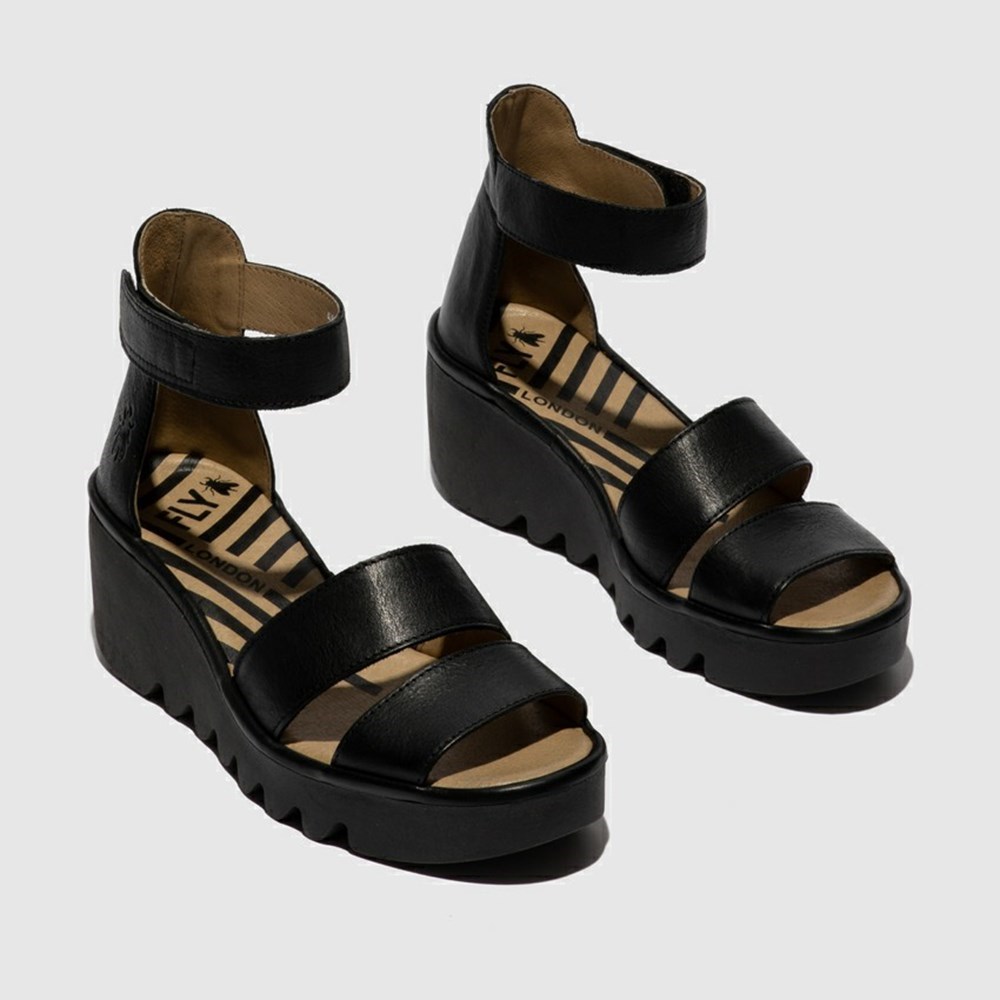 Black Fly London Upper Leather Women's Sandals | USA79JXZC