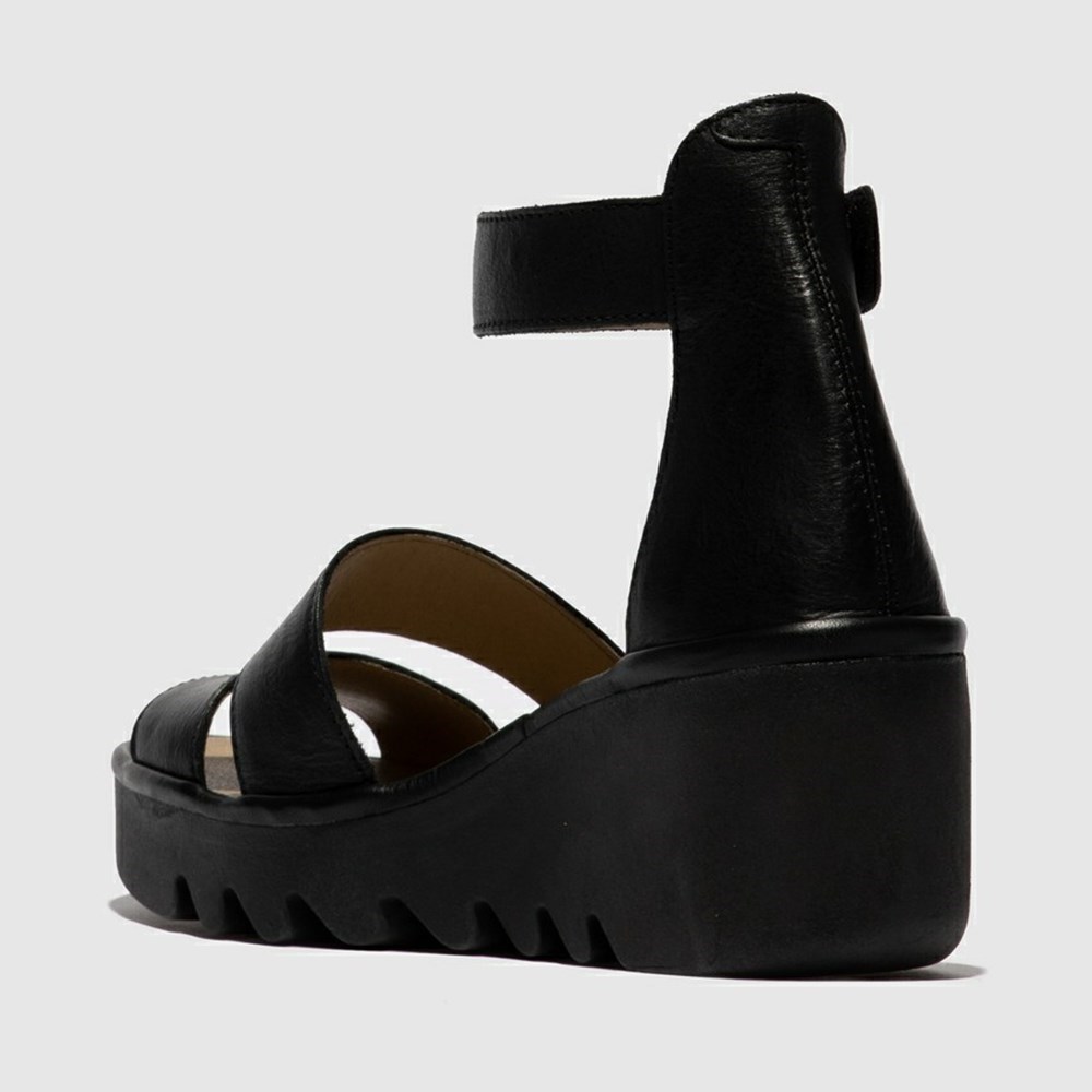 Black Fly London Upper Leather Women's Sandals | USA79JXZC