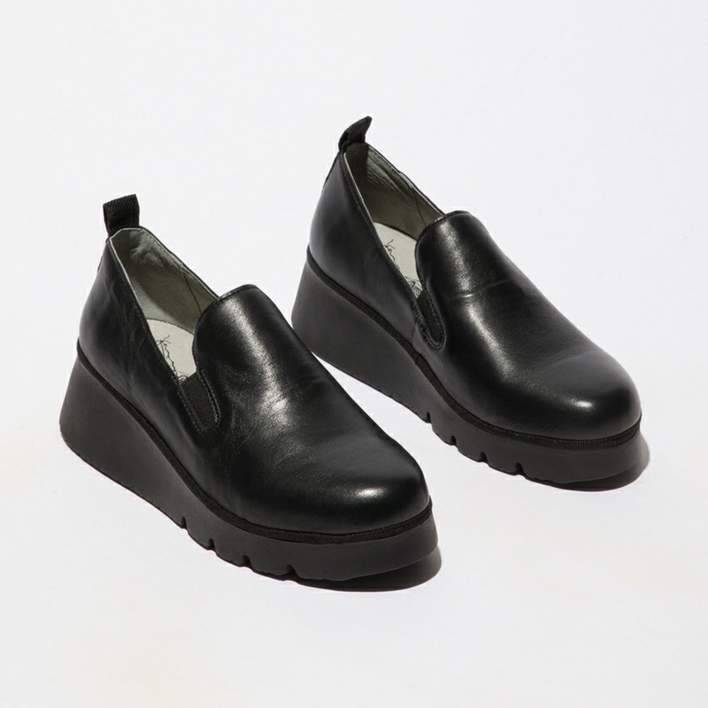 Black Fly London Upper Leather Women's Wedge | USA34DIHN