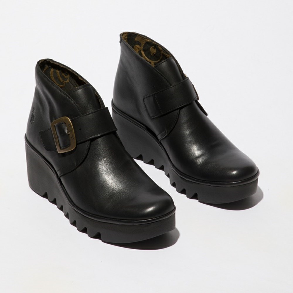 Black Fly London Upper Leather Women's Wedge | USA93YXBV