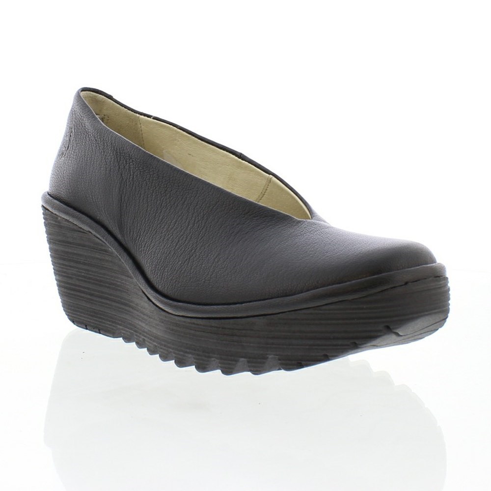 Black Fly London Upper Leather YAZ Women's Wedge | USA48QIUK