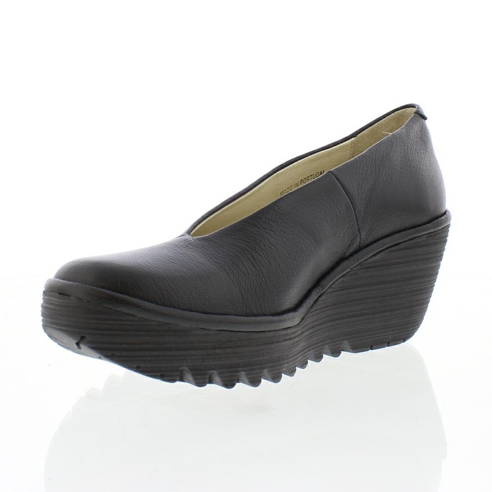 Black Fly London Upper Leather YAZ Women's Wedge | USA48QIUK