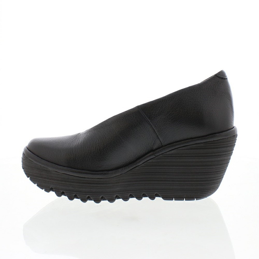 Black Fly London Upper Leather YAZ Women's Wedge | USA48QIUK