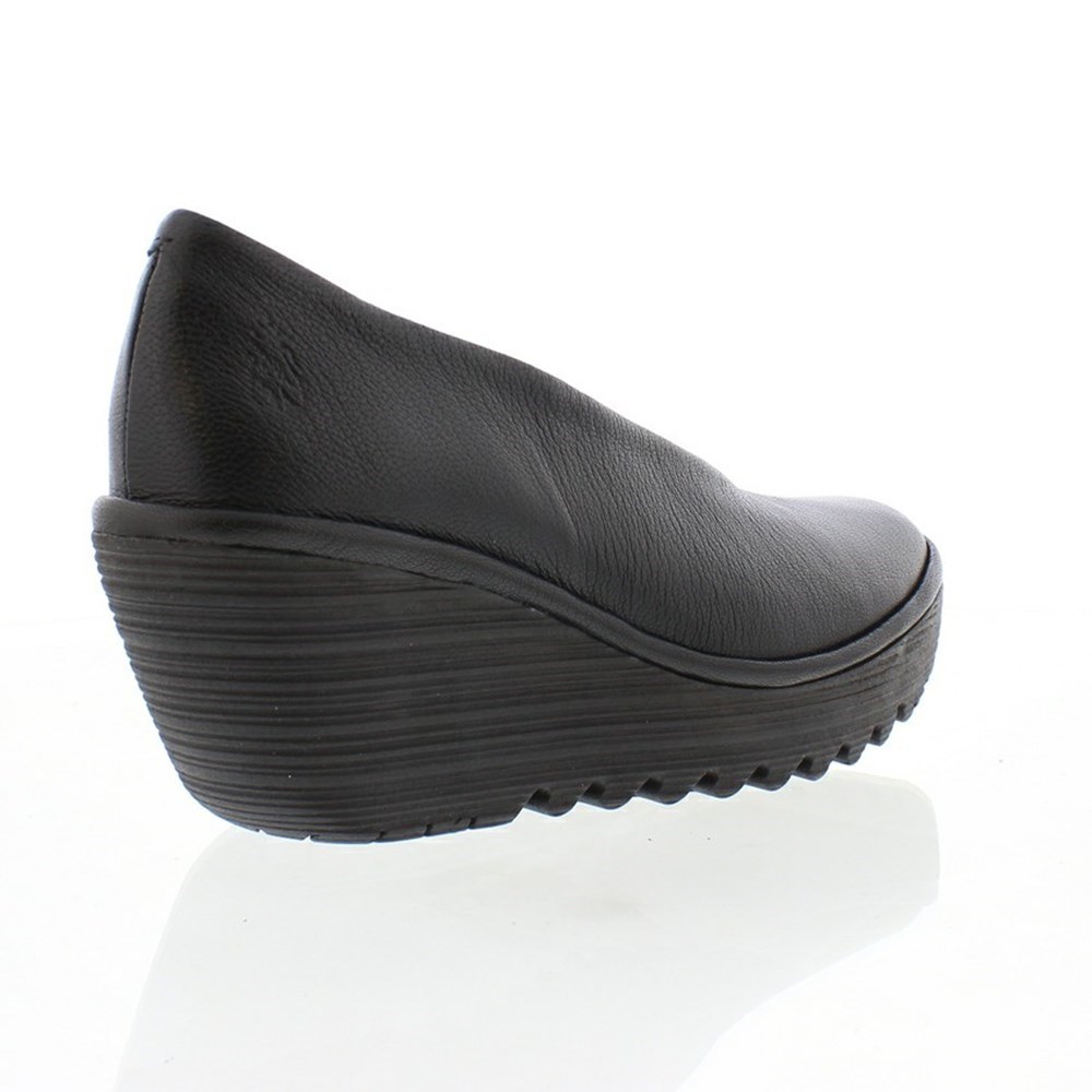 Black Fly London Upper Leather YAZ Women's Wedge | USA48QIUK