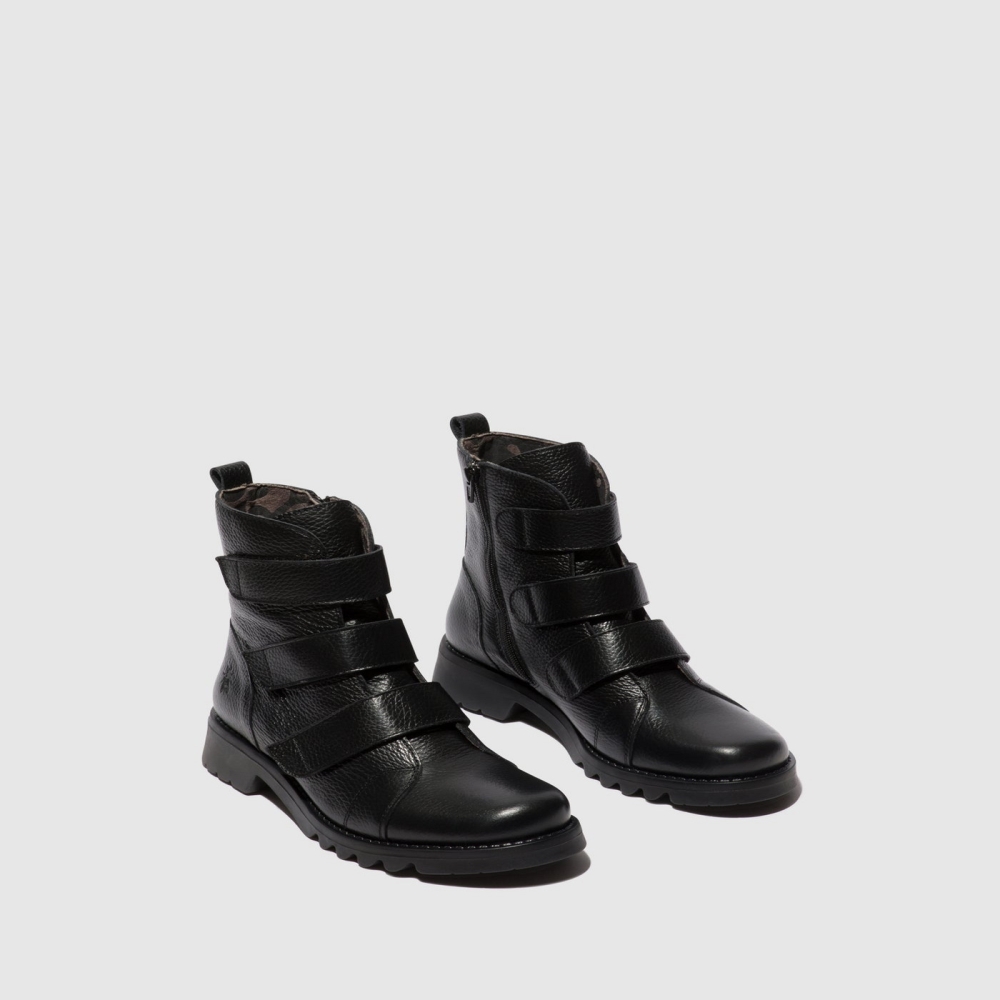 Black Fly London Velcro Women's Ankle Boots | USA38KWMC