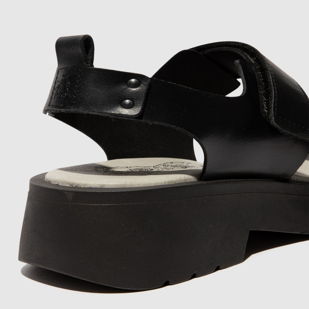 Black Fly London Velcro Women's Sandals | USA64COHD