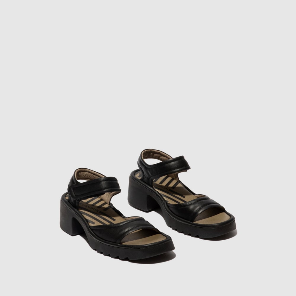 Black Fly London Velcro Women's Sandals | USA75HDWF