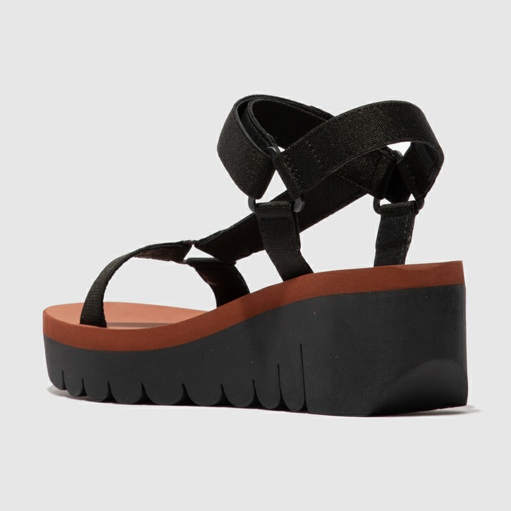 Black Fly London Velcro Women's Sandals | USA82BLOZ