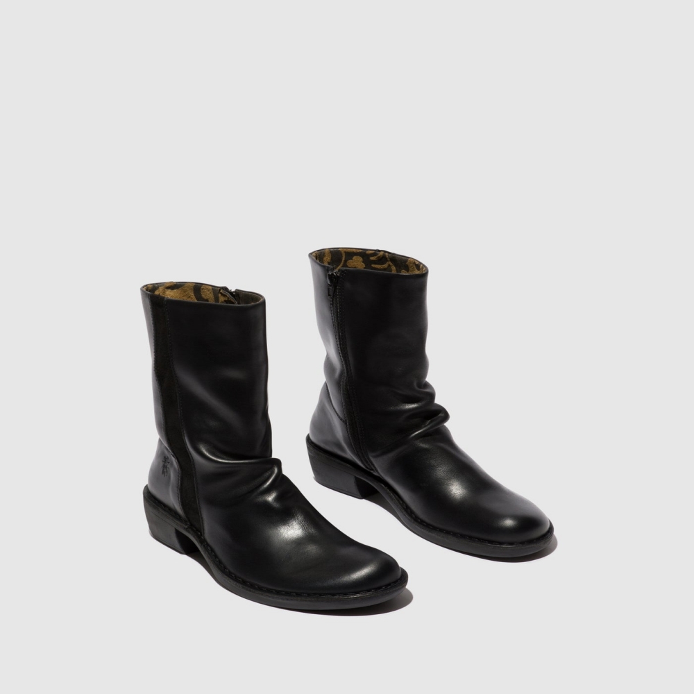 Black Fly London Zip Up Women's Boots | USA63XZLC