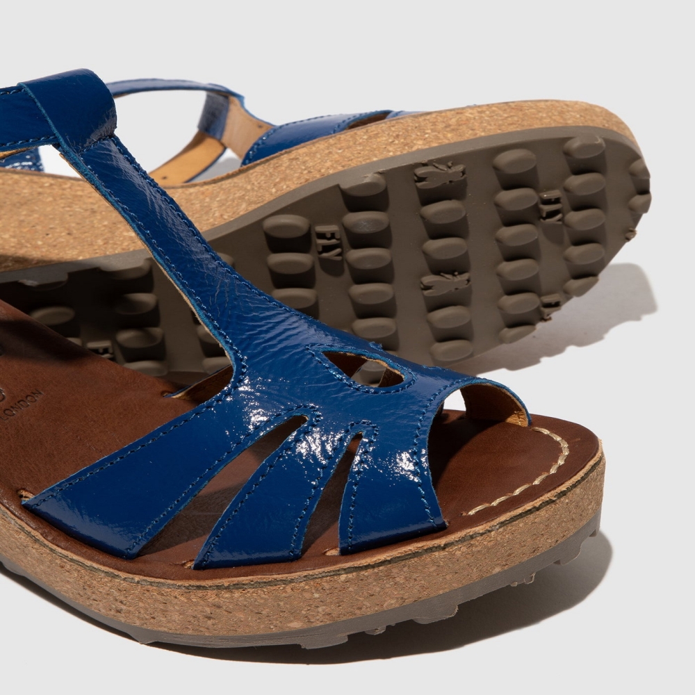 Blue Fly London T-Strap Women's Sandals | USA21OAKD