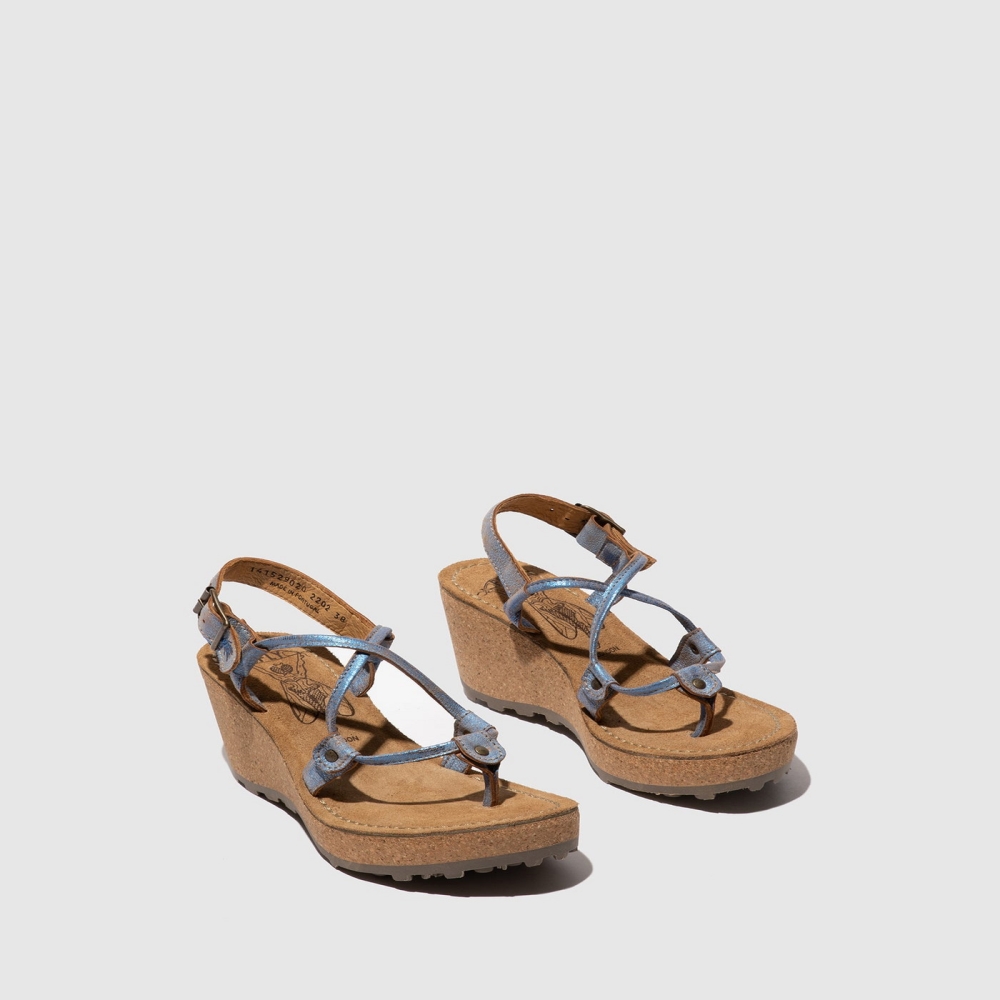 Blue Fly London T-Strap Women's Sandals | USA93IKNU