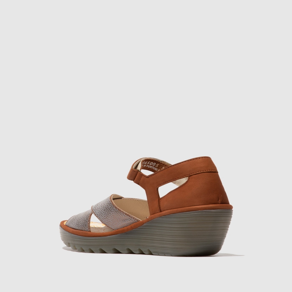 Brown Fly London Ankle Strap Women's Sandals | USA85GTZW