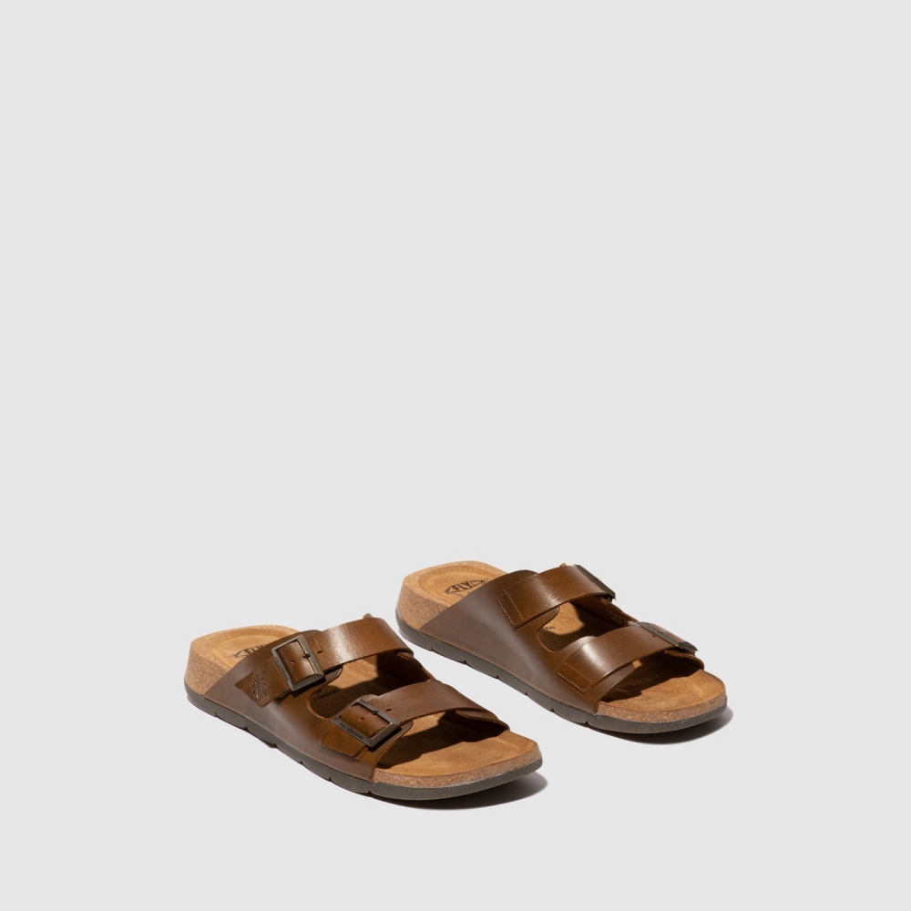 Brown Fly London Buckle Women's Sandals | USA25LNJI