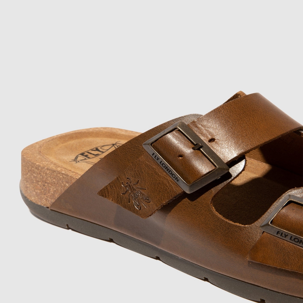 Brown Fly London Buckle Women's Sandals | USA25LNJI