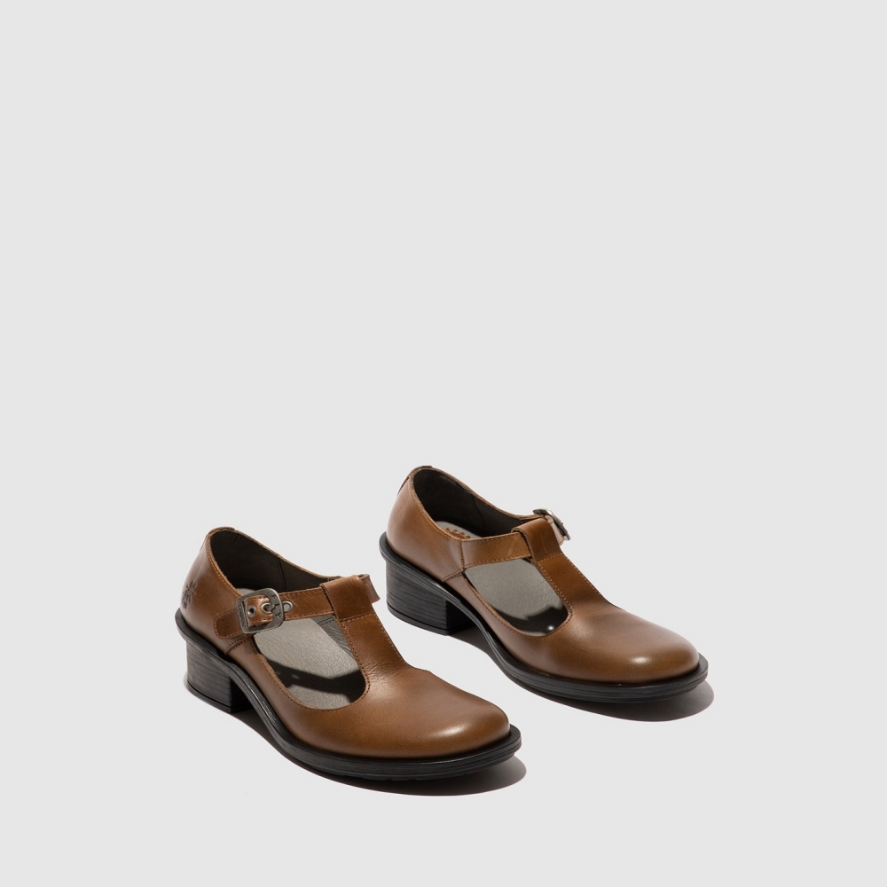 Brown Fly London Slip-on Women's Mary Jane Shoes | USA93LCIY