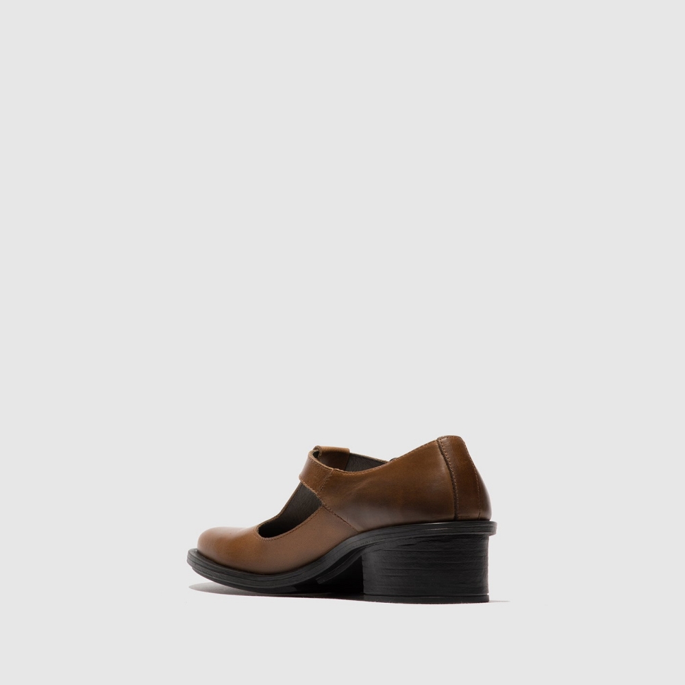 Brown Fly London Slip-on Women's Mary Jane Shoes | USA93LCIY