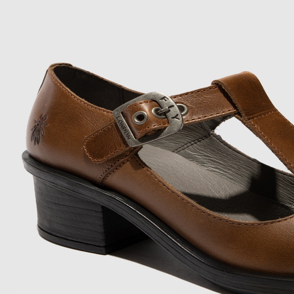 Brown Fly London Slip-on Women's Mary Jane Shoes | USA93LCIY