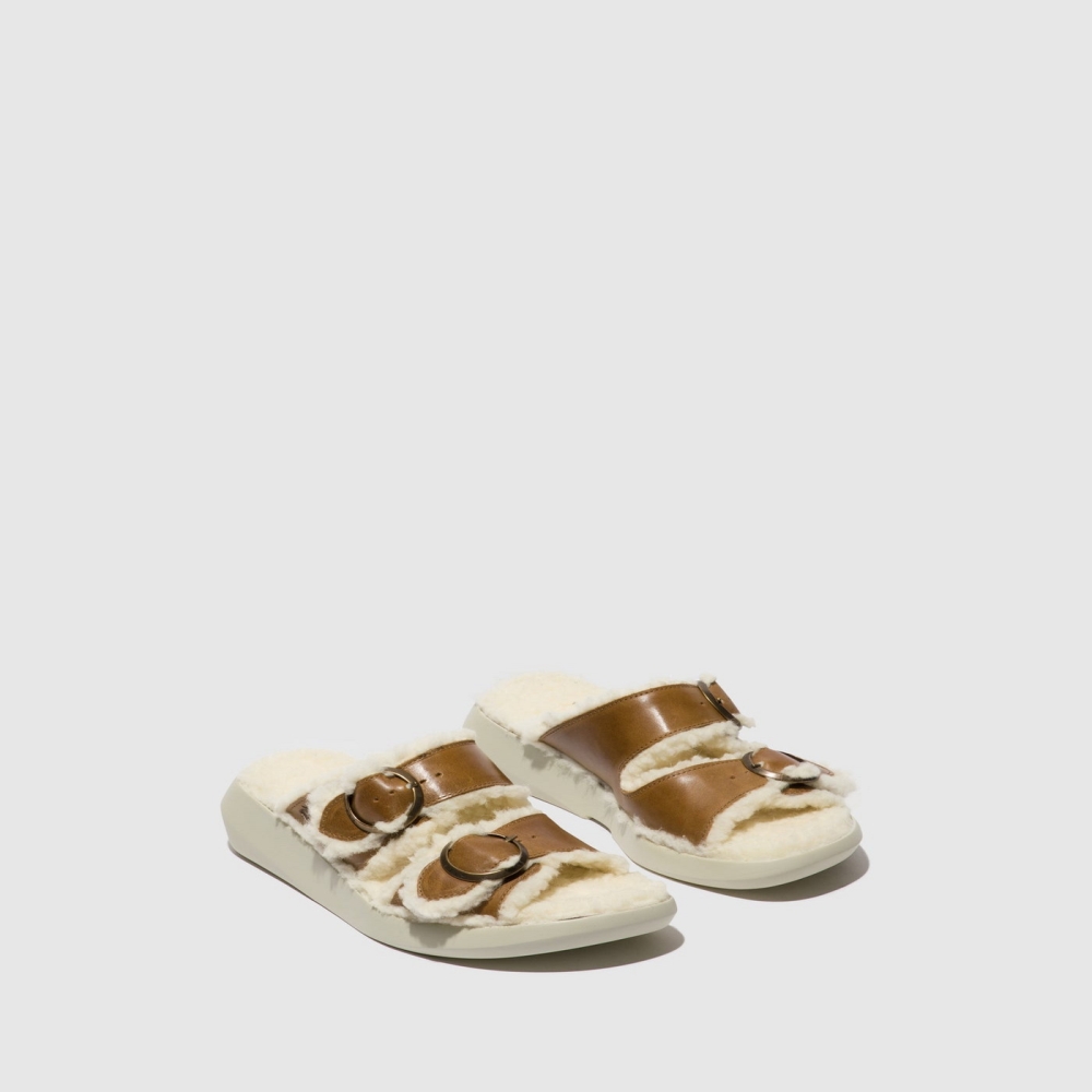 Brown Fly London Slip-on Women's Sandals | USA78IOSD