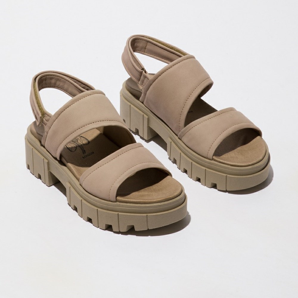 Brown Fly London Upper Leather Women's Sandals | USA73TFNR