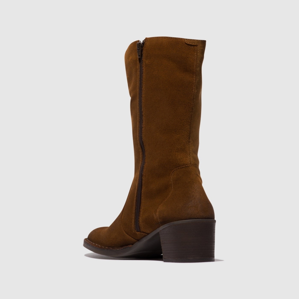 Brown Fly London Zip Up Women's Boots | USA81GCSX