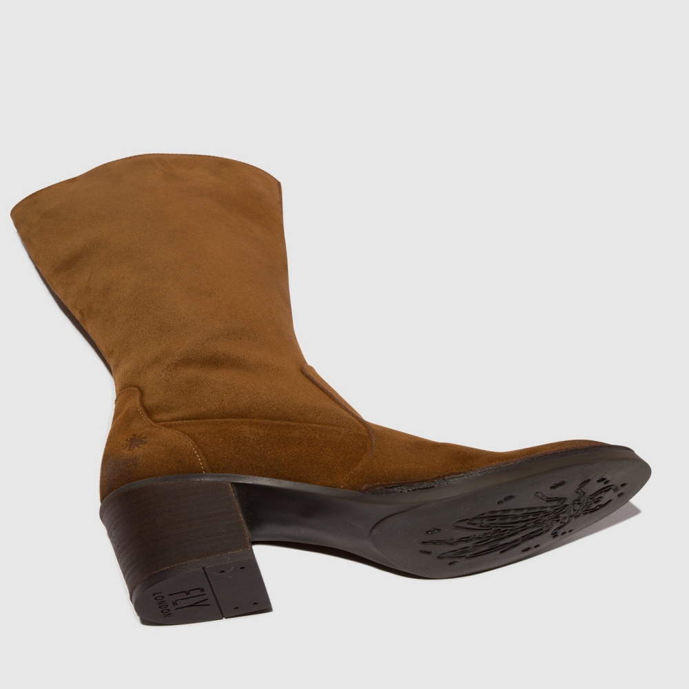 Brown Fly London Zip Up Women's Boots | USA81GCSX