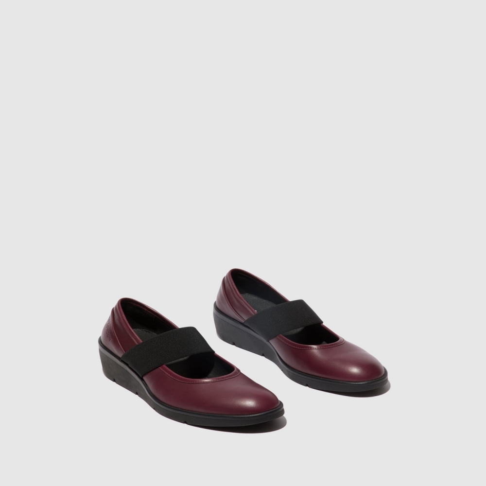 Burgundy Fly London Elasticated Women's Trainers | USA64DYRI