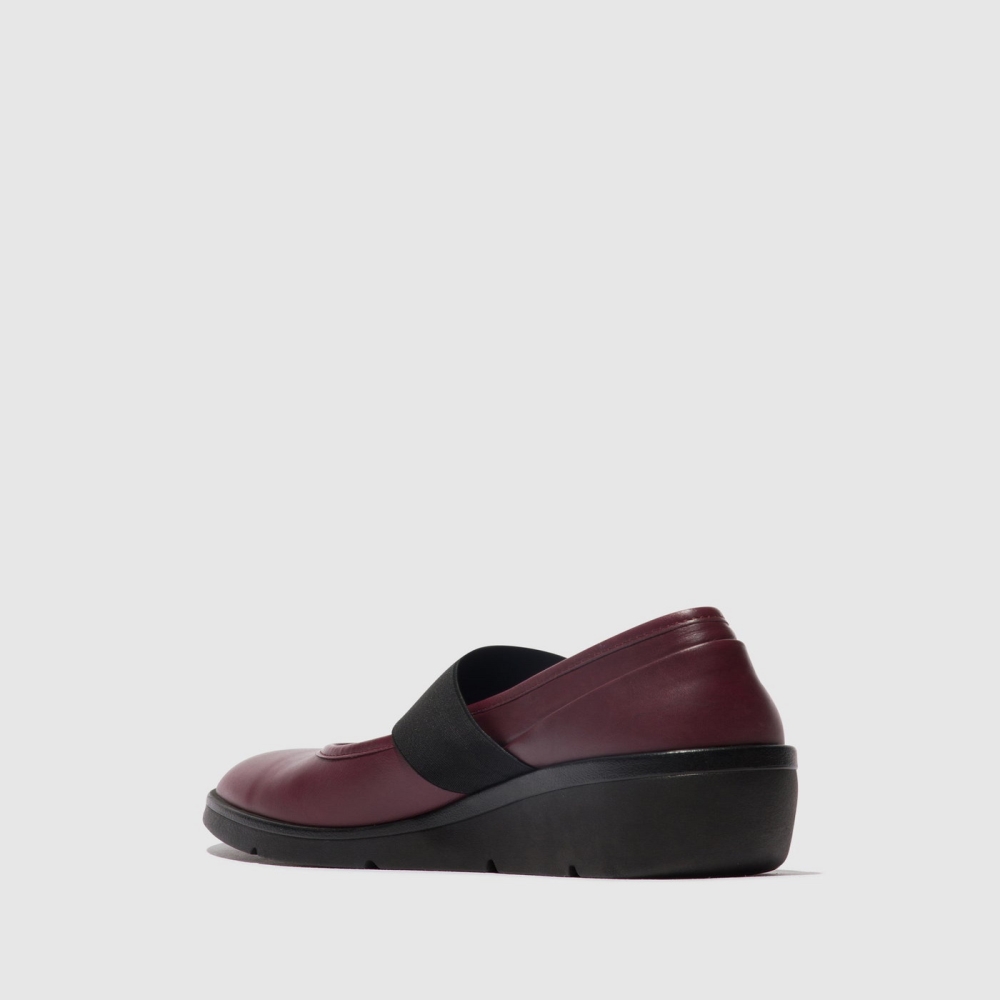 Burgundy Fly London Elasticated Women's Trainers | USA64DYRI