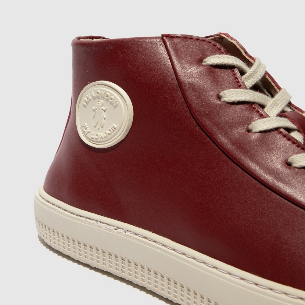 Burgundy Fly London Hi-Top Men's Trainers | USA61PVSZ