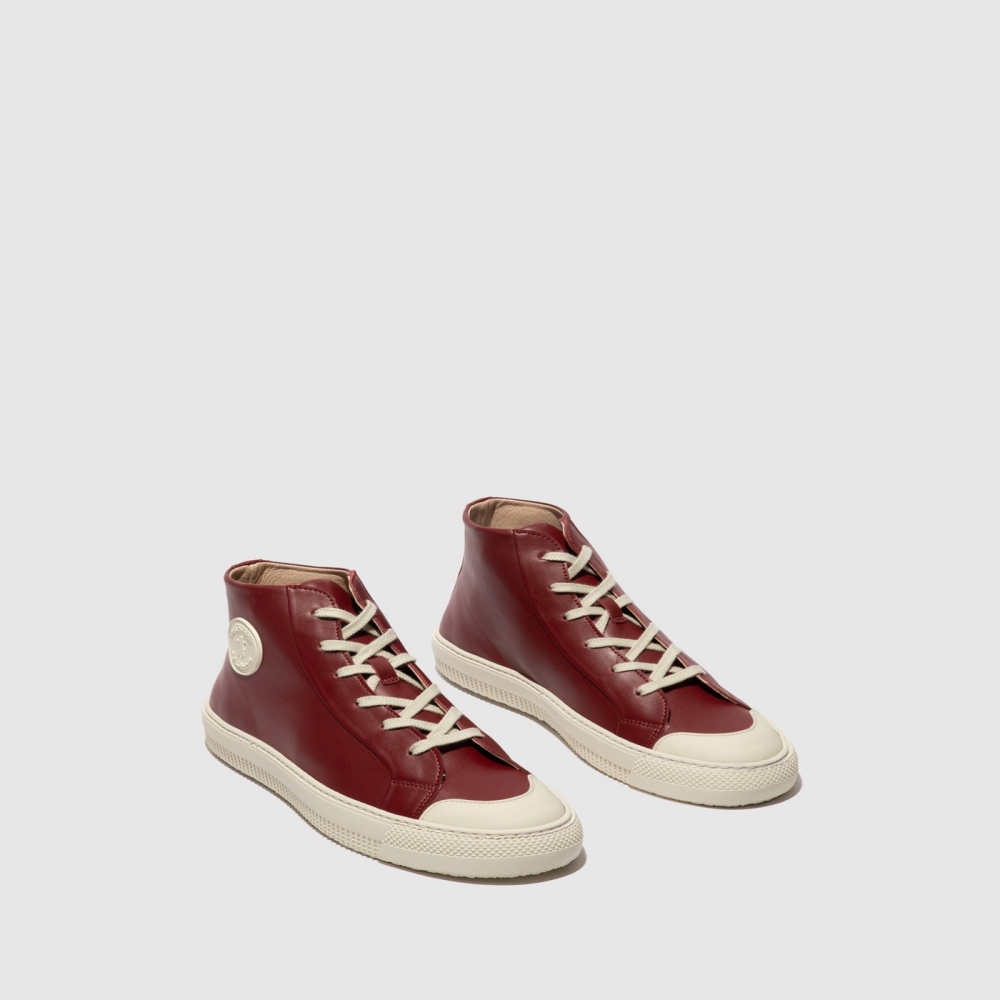 Burgundy Fly London Hi-Top Women's Trainers | USA65OSRP