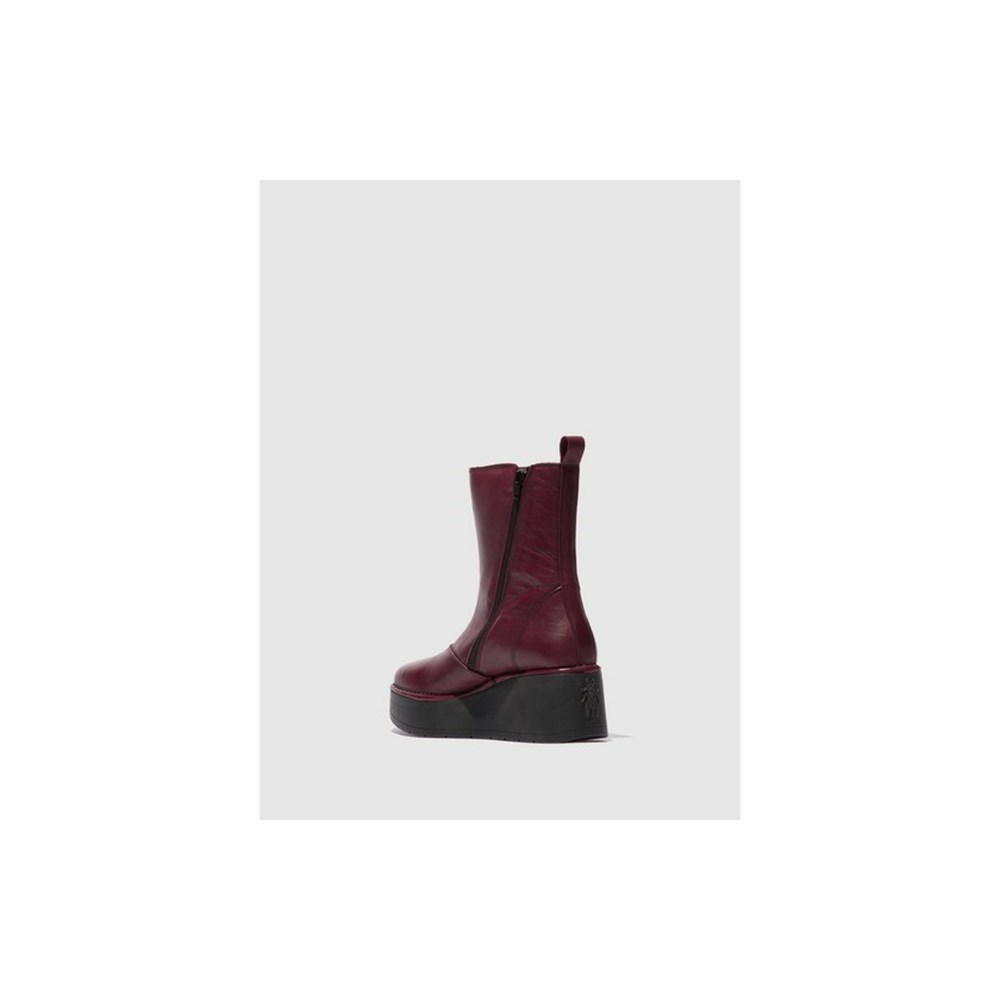 Burgundy Fly London Upper Leather Women's Ankle Boots | USA13QKHU