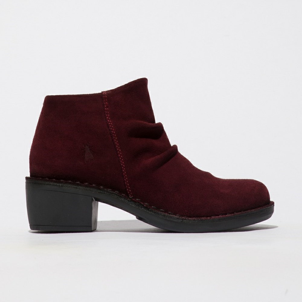 Burgundy Fly London Upper Leather Women\'s Ankle Boots | USA43CVET