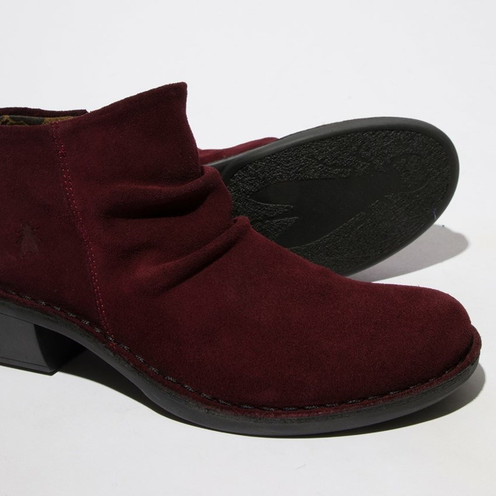 Burgundy Fly London Upper Leather Women's Ankle Boots | USA61HKWJ