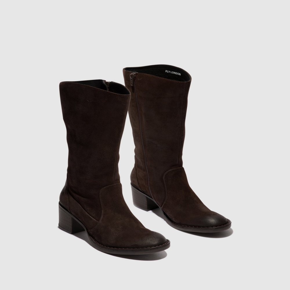 Coffee Fly London Zip Up Women's Boots | USA96XVNT