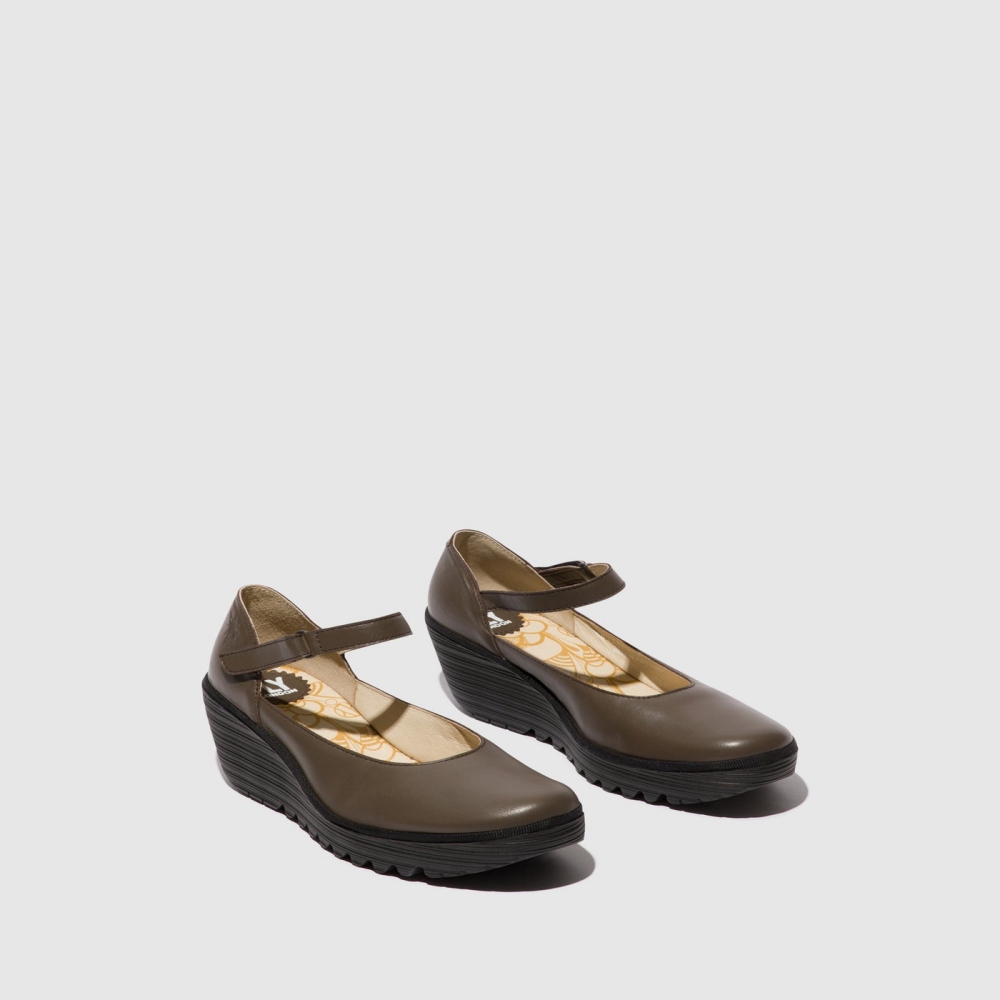 Dark Grey Brown Fly London Slip-on Women's Mary Jane Shoes | USA12FVBL