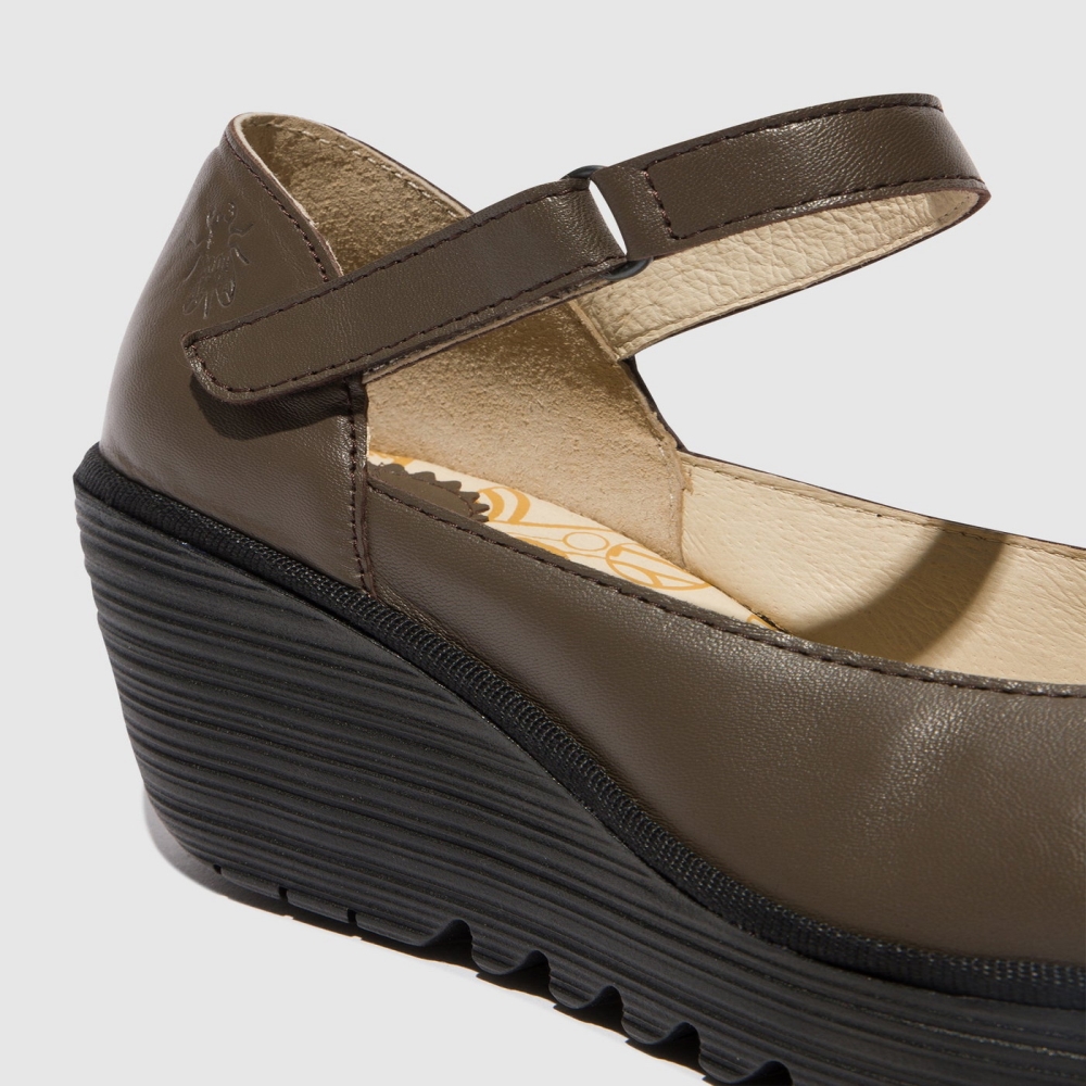 Dark Grey Brown Fly London Slip-on Women's Mary Jane Shoes | USA12FVBL