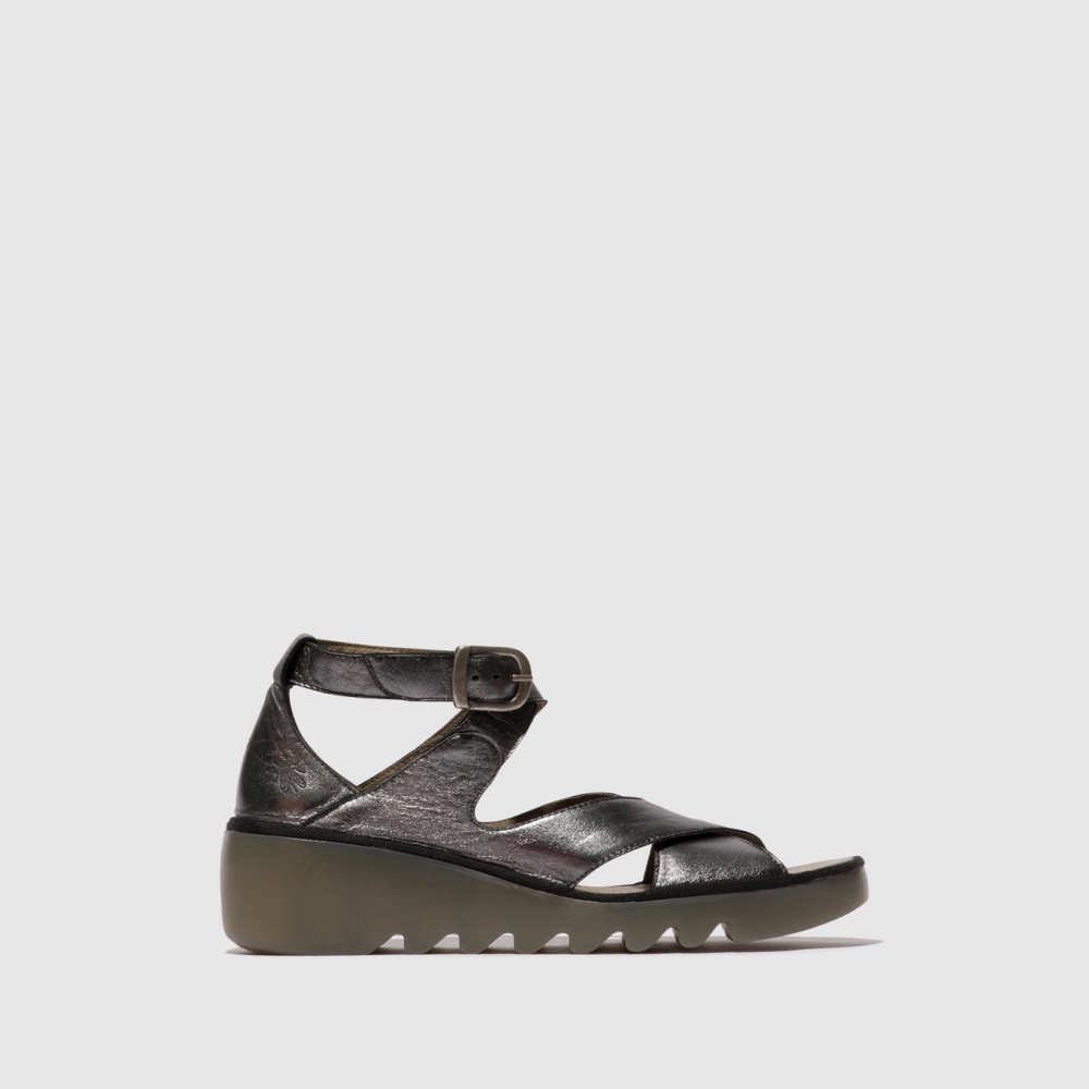 Deep Grey Fly London Buckle Women\'s Sandals | USA52JOIB