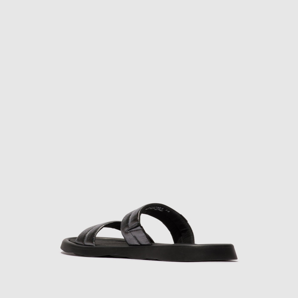 Deep Grey Fly London Flat Women's Sandals | USA42IWKR