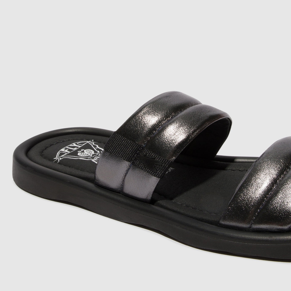 Deep Grey Fly London Flat Women's Sandals | USA42IWKR