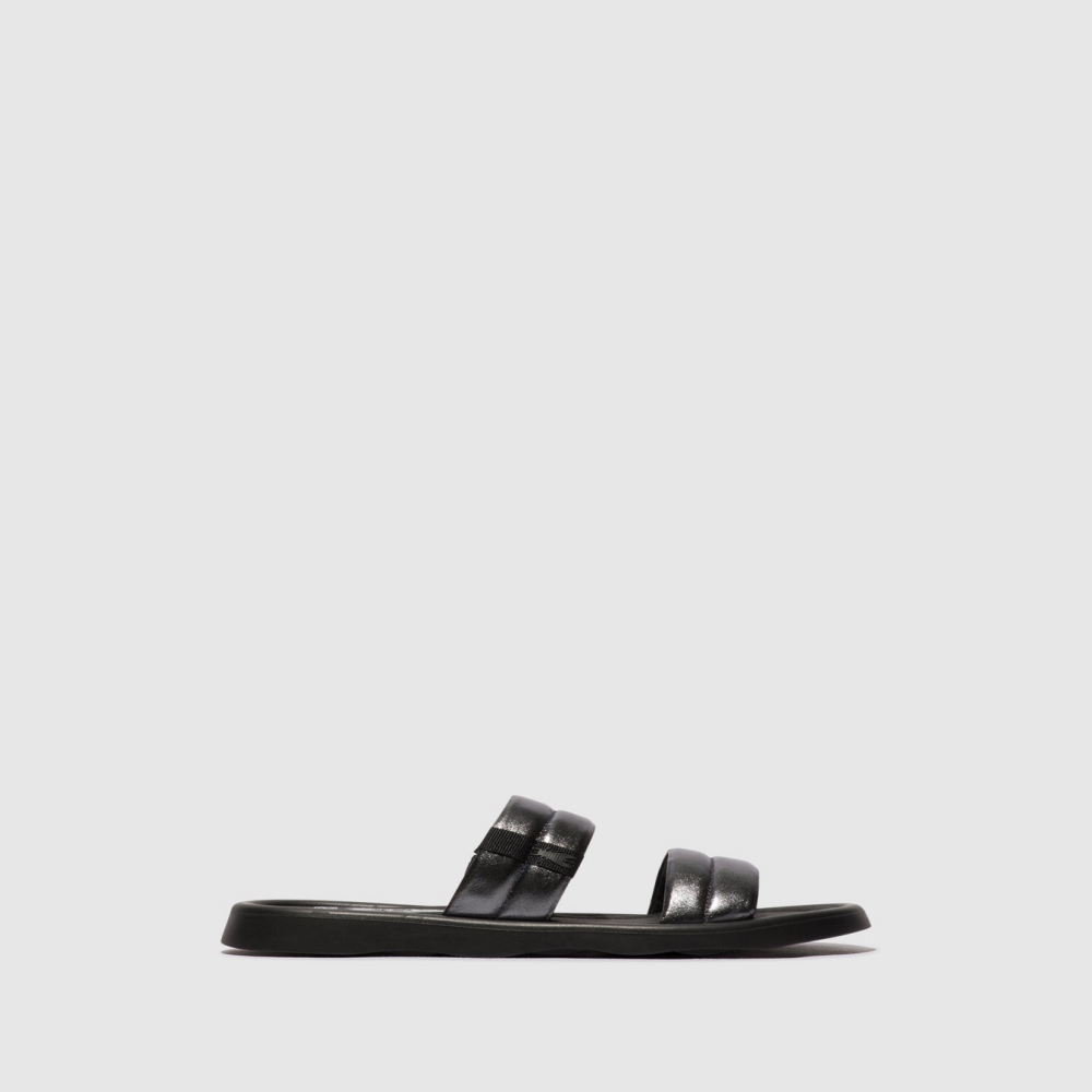 Deep Grey Fly London Flat Women\'s Sandals | USA42IWKR