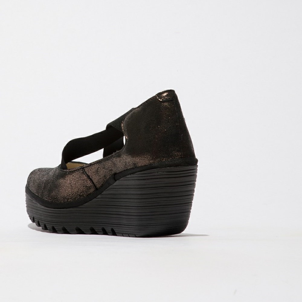 Deep Grey Fly London Upper Leather Women's Wedge | USA93LZUX